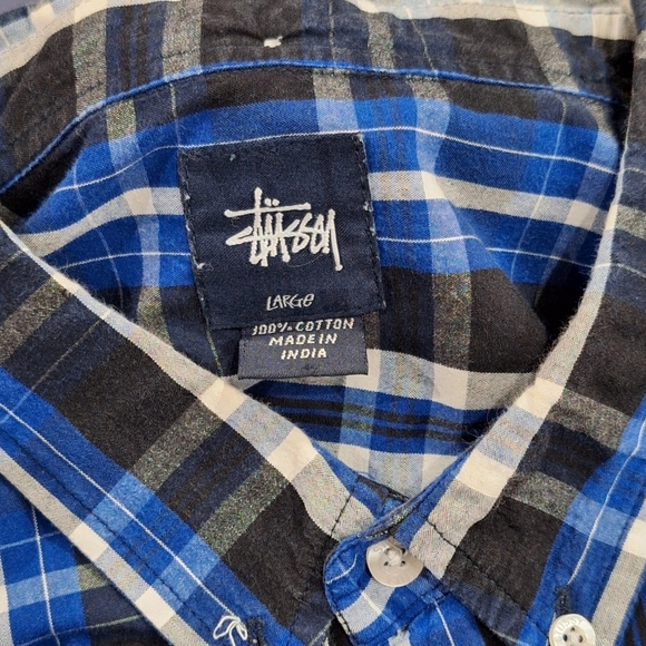 Stussy short sleeve plaid button down shirt Large - Picture 6 of 7
